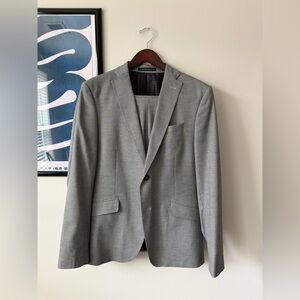 ZARA Mens Grey Birdseye Suit 42R and 32x32 Pants